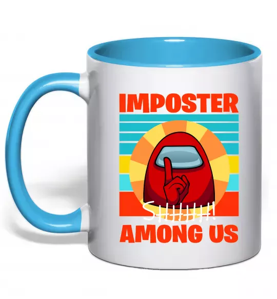 Чашка з кольоровою ручкою Among Us Shhh Блакитний фото