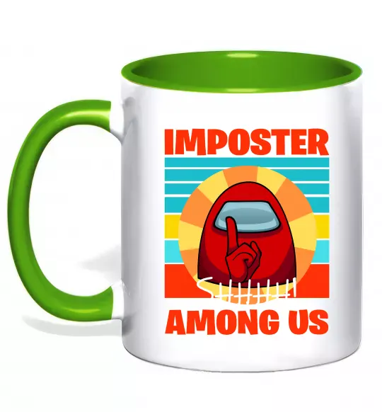 Чашка з кольоровою ручкою Among Us Shhh Зелений фото