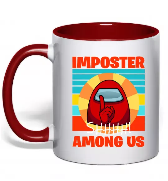 Чашка з кольоровою ручкою Among Us Shhh Червоний фото