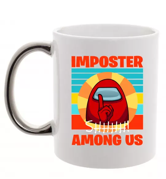 Чашка з кольоровою ручкою Among Us Shhh Срібло фото