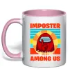 Чашка з кольоровою ручкою Among Us Shhh Ніжно рожевий фото