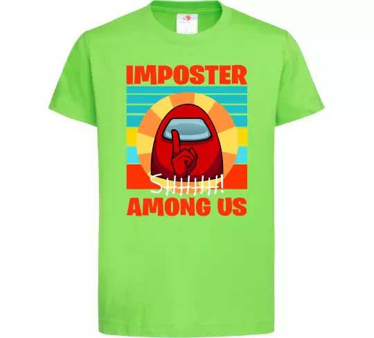 Дитяча футболка Among Us Shhh Лаймовий фото