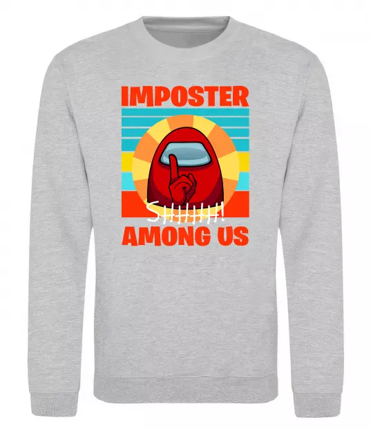 Свитшот Among Us Shhh Серый меланж фото
