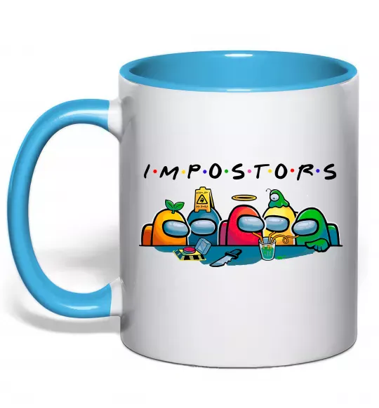 Чашка с цветной ручкой Impostors Among Us Голубой фото