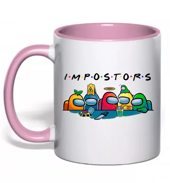 Чашка с цветной ручкой Impostors Among Us Нежно розовый фото