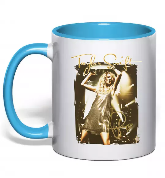 Чашка с цветной ручкой Taylor Swift підпис Голубой фото