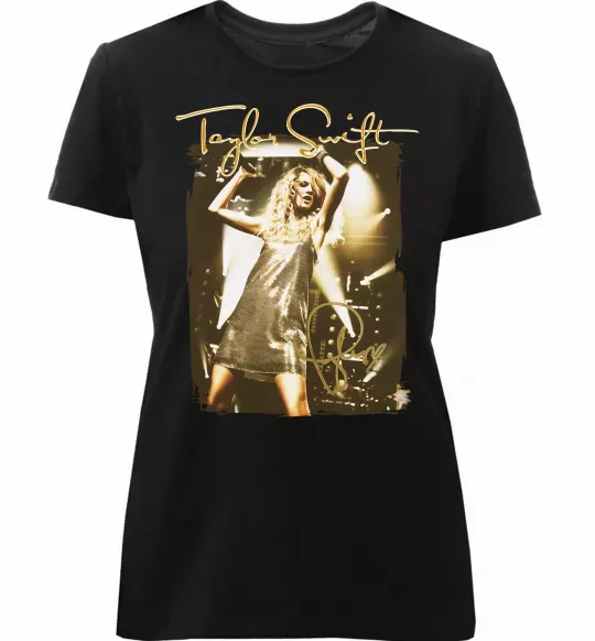 Женская премиум футболка Taylor Swift підпис Черный фото