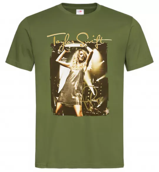 Чоловіча футболка Taylor Swift підпис Оливковий фото