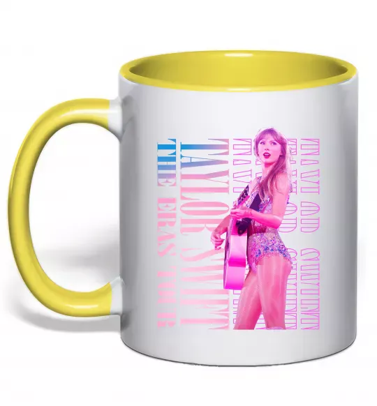 Чашка с цветной ручкой Taylor Swift pink Солнечно желтый фото