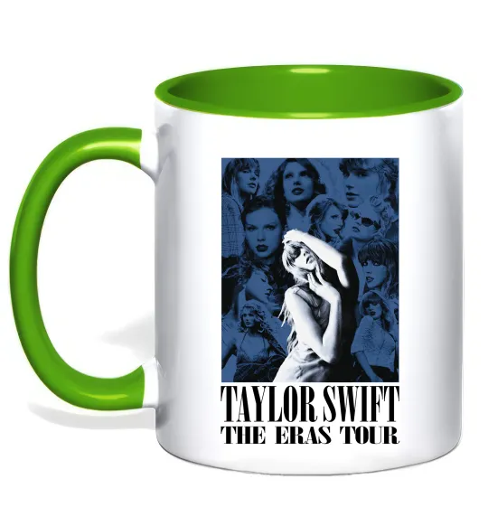 Чашка с цветной ручкой The eras tour blue Лаймовый фото