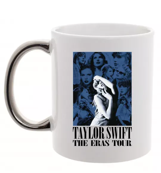 Чашка с цветной ручкой The eras tour blue Серебро фото