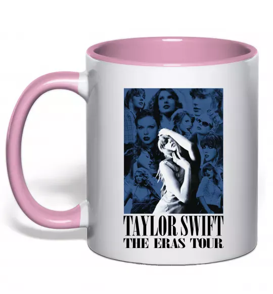 Чашка с цветной ручкой The eras tour blue Нежно розовый фото