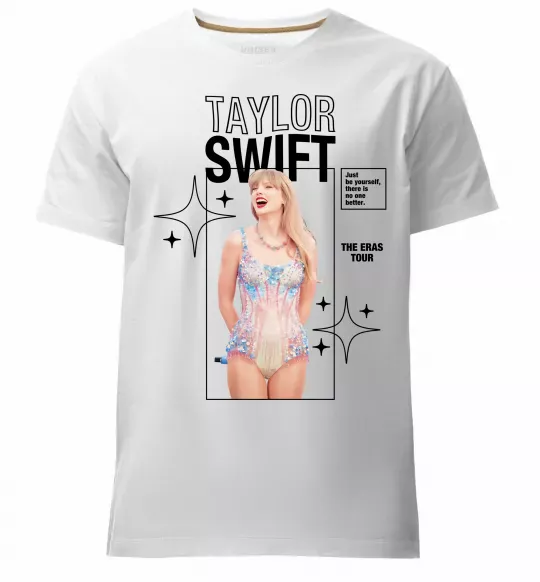 Мужская премиум футболка Just be yourself Taylor Swift Белый фото