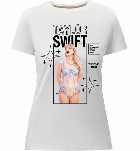 Жіноча преміум футболка Just be yourself Taylor Swift Білий фото