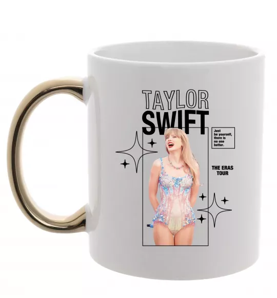 Чашка с цветной ручкой Just be yourself Taylor Swift Золото фото