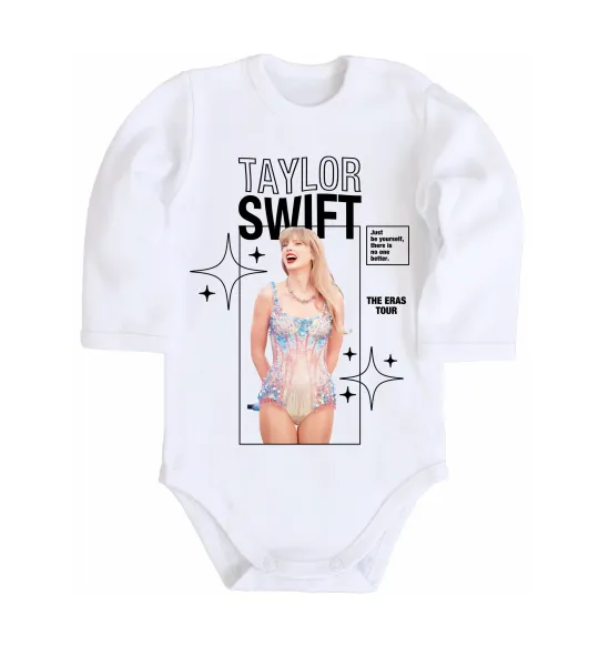 Детский боди Just be yourself Taylor Swift Белый фото