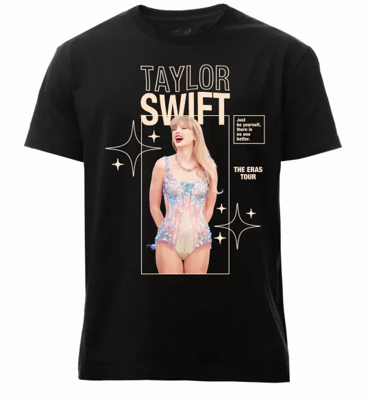 Мужская премиум футболка Just be yourself Taylor Swift Черный фото