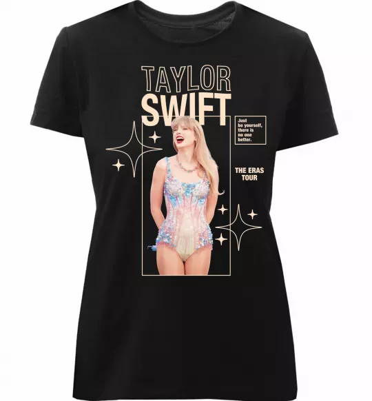 Жіноча преміум футболка Just be yourself Taylor Swift Чорний фото