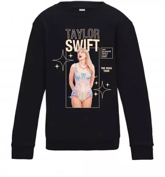Детский Свитшот Just be yourself Taylor Swift Черный фото
