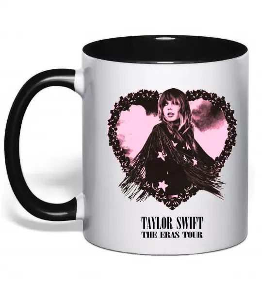 Чашка с цветной ручкой Taylor Swift heart Черный фото