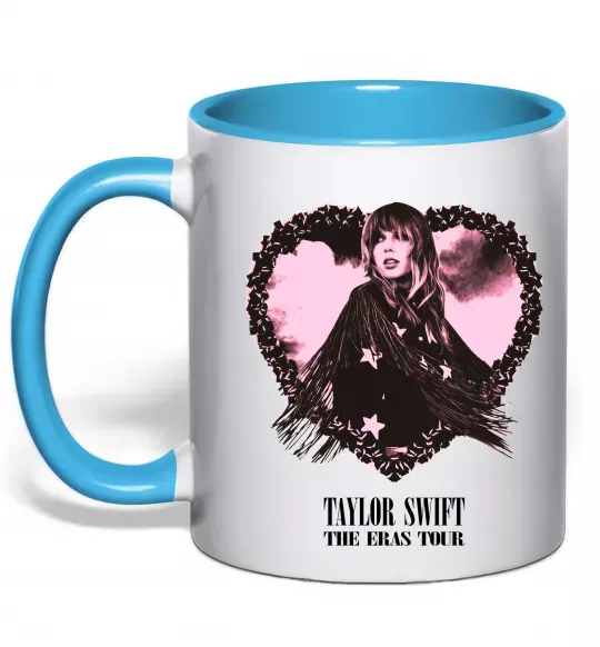 Чашка с цветной ручкой Taylor Swift heart Голубой фото