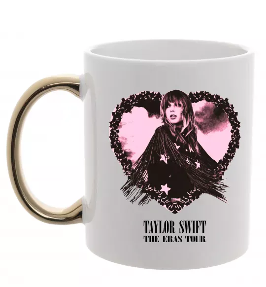 Чашка с цветной ручкой Taylor Swift heart Золото фото