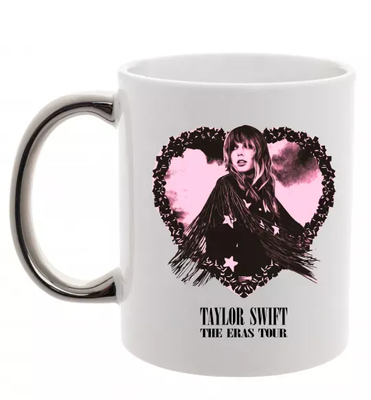 Чашка с цветной ручкой Taylor Swift heart Серебро фото