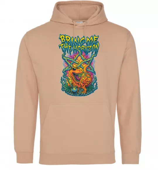Чоловіча толстовка (худі) Weed dino Bring me the Horizon Пісочний фото