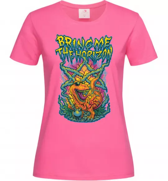 Жіноча футболка Weed dino Bring me the Horizon Яскраво-рожевий фото