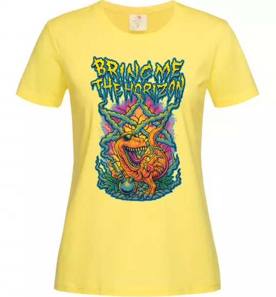 Жіноча футболка Weed dino Bring me the Horizon Лимонний фото