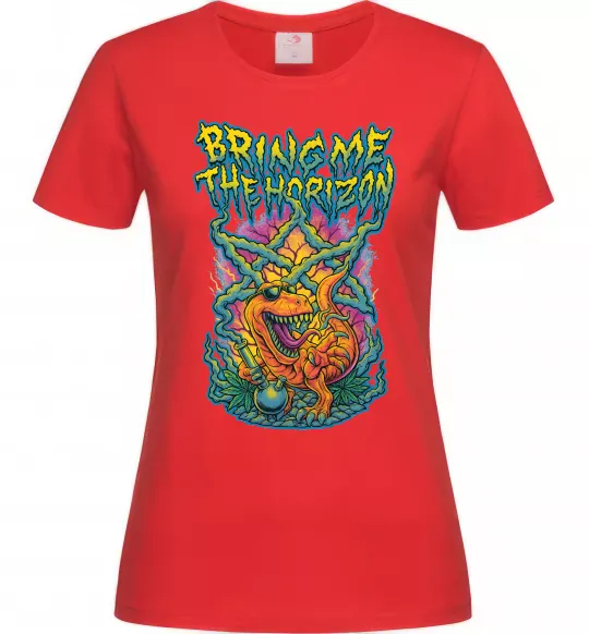 Жіноча футболка Weed dino Bring me the Horizon Червоний фото