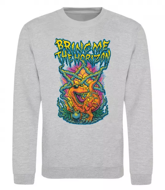 Свитшот Weed dino Bring me the Horizon Серый меланж фото