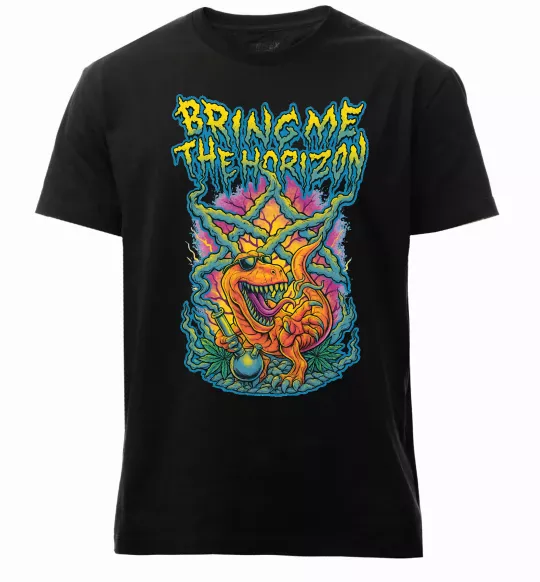 Мужская премиум футболка Weed dino Bring me the Horizon Черный фото