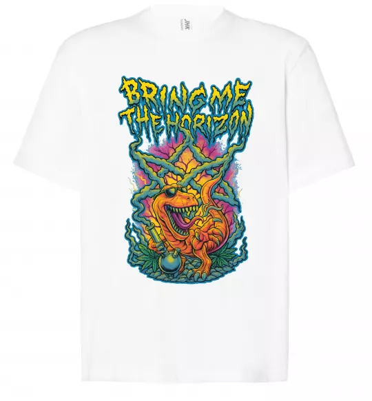 Футболка Оверсайз Weed dino Bring me the Horizon Білий фото