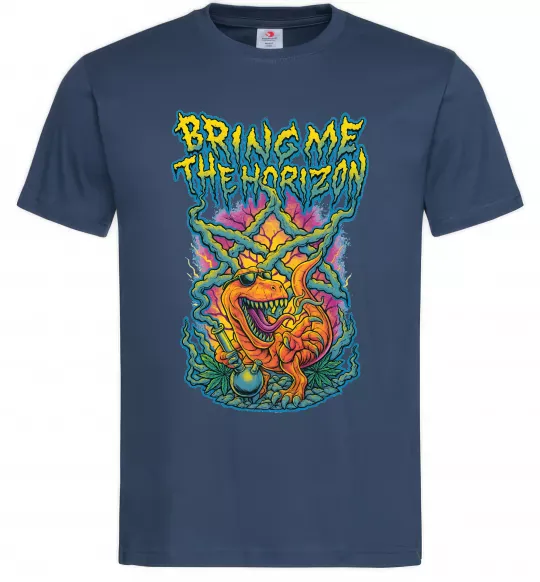 Мужская футболка Weed dino Bring me the Horizon Темно-синий фото