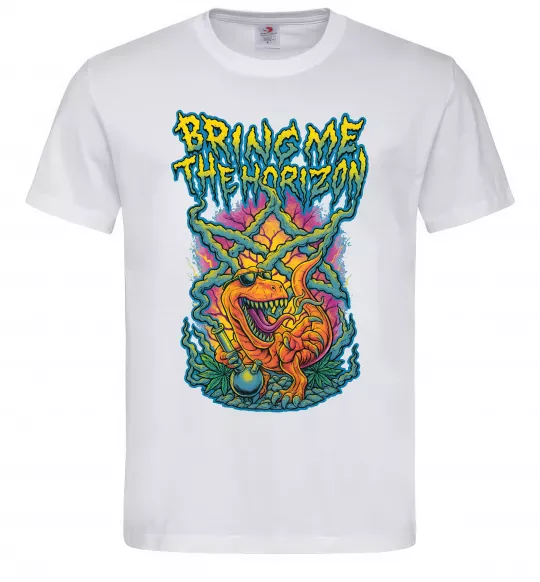 Мужская футболка Weed dino Bring me the Horizon Белый фото