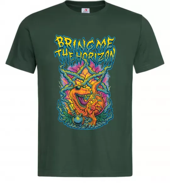 Мужская футболка Weed dino Bring me the Horizon Темно-зеленый фото