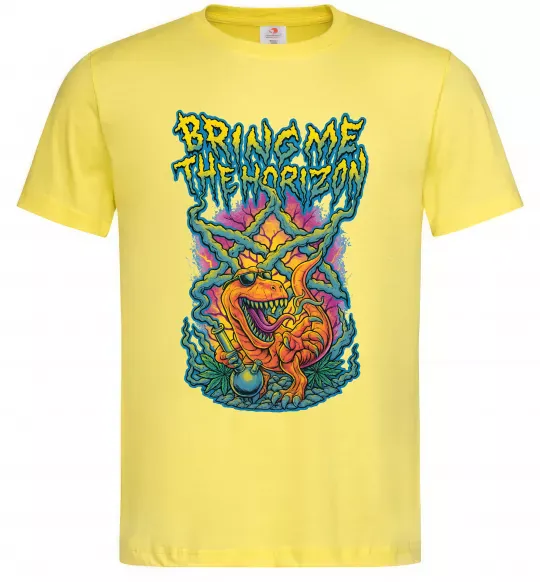 Мужская футболка Weed dino Bring me the Horizon Лимонный фото