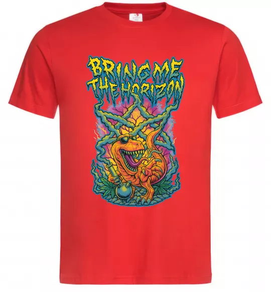 Мужская футболка Weed dino Bring me the Horizon Красный фото