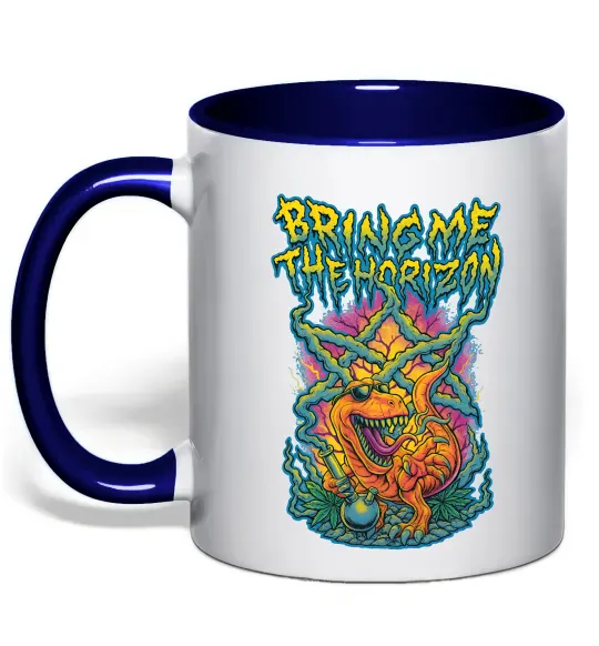 Чашка з кольоровою ручкою Weed dino Bring me the Horizon Глибокий темно-синій фото