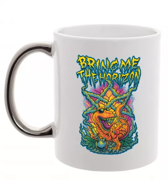 Чашка з кольоровою ручкою Weed dino Bring me the Horizon Срібло фото
