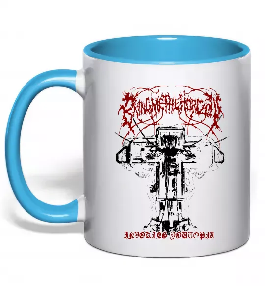 Чашка с цветной ручкой Soul like a cemetery Голубой фото