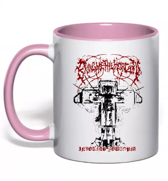 Чашка с цветной ручкой Soul like a cemetery Нежно розовый фото