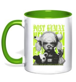 Чашка с цветной ручкой Post human