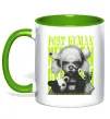 Чашка с цветной ручкой Post human Зеленый фото