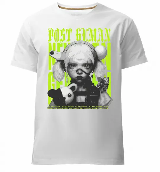 Мужская премиум футболка Post human Белый фото
