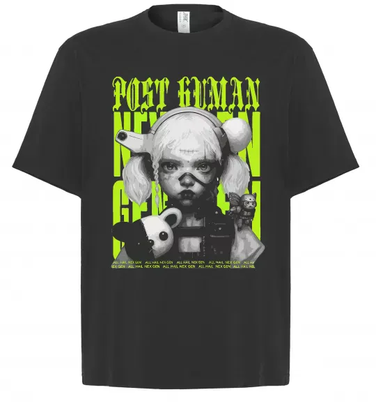Футболка Оверсайз Post human Чорний фото
