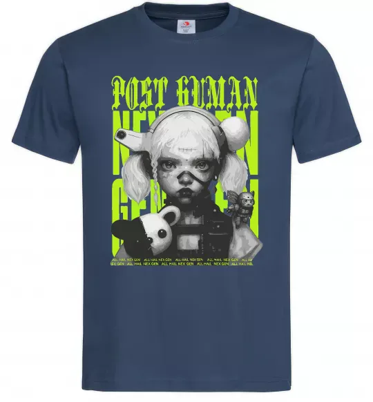 Чоловіча футболка Post human Темно-синій фото