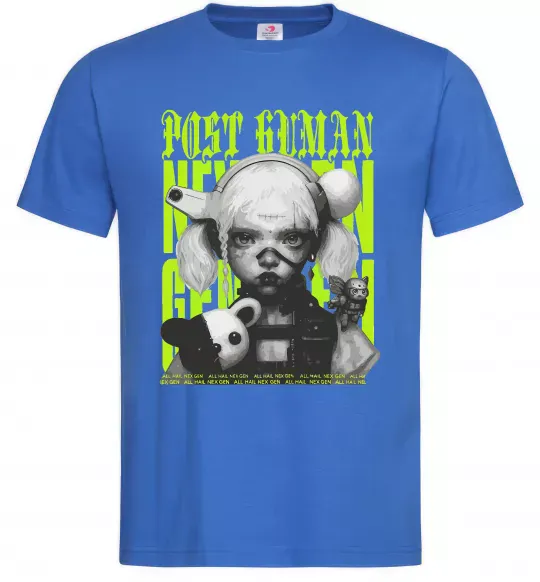 Чоловіча футболка Post human Яскраво-синій фото