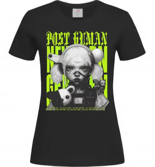 Жіноча футболка Post human Чорний фото